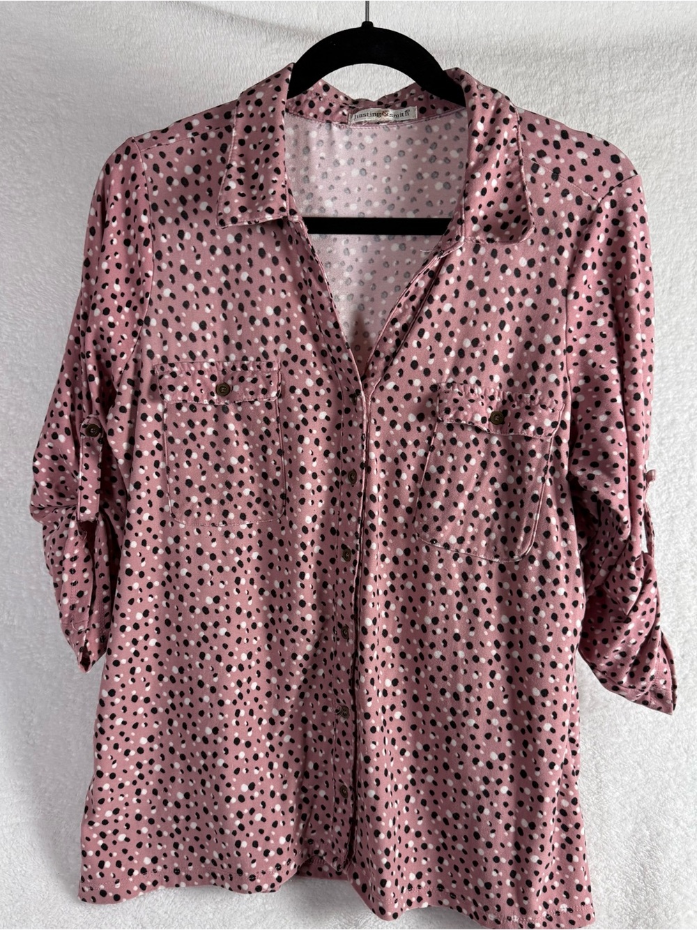 Hasting & Smith Pink - Dotted Pattern Button-Up Shirt - Size XL